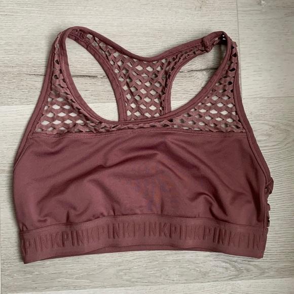 VS PINK caged ultimate‎ sports bra size M blush pink purple - Picture 2 of 7